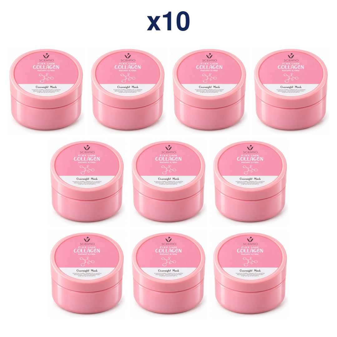 Scentio Pink Collagen Radiant & Firm Overnight Mask 100 ml — Pack of 10 — 10 complete retail units