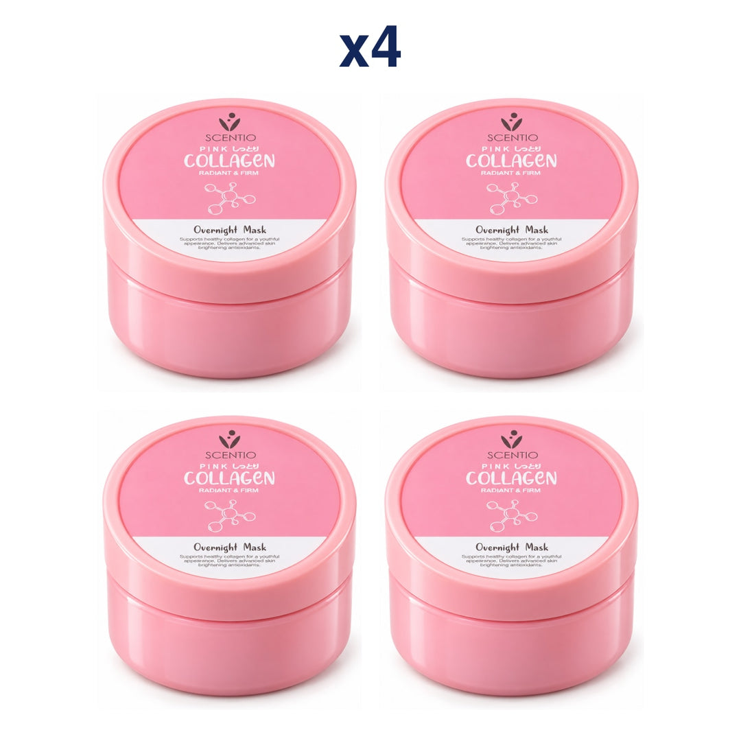 Scentio Pink Collagen Radiant & Firm Overnight Mask 100 ml — Pack of 4 — 4 complete retail units