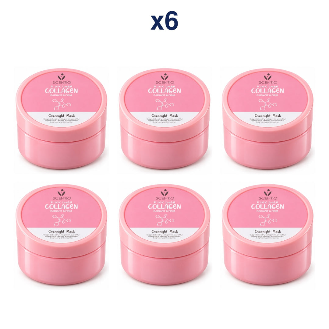 Scentio Pink Collagen Radiant & Firm Overnight Mask 100 ml — Pack of 6 — 6 complete retail units