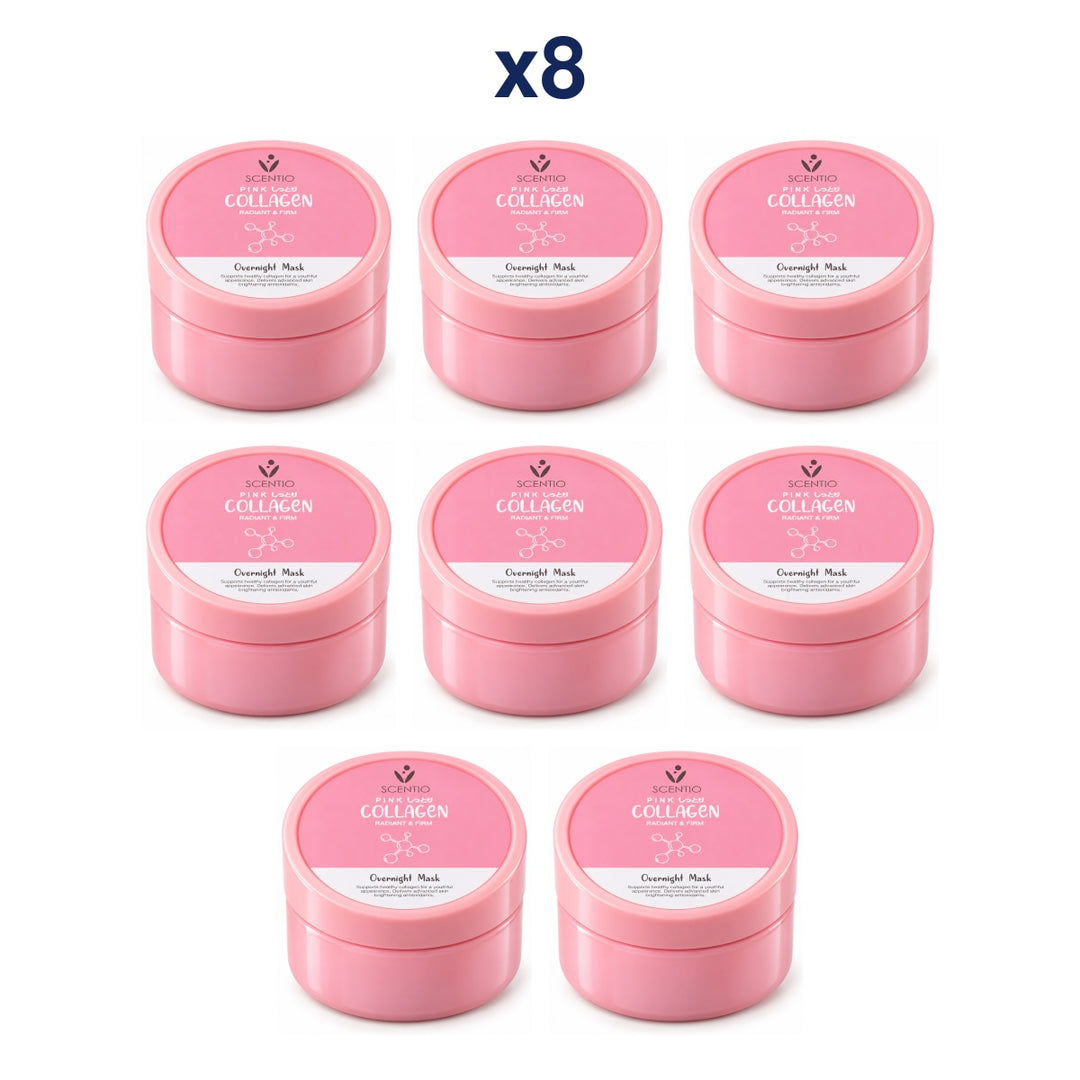 Scentio Pink Collagen Radiant & Firm Overnight Mask 100 ml — Pack of 8 — 8 complete retail units