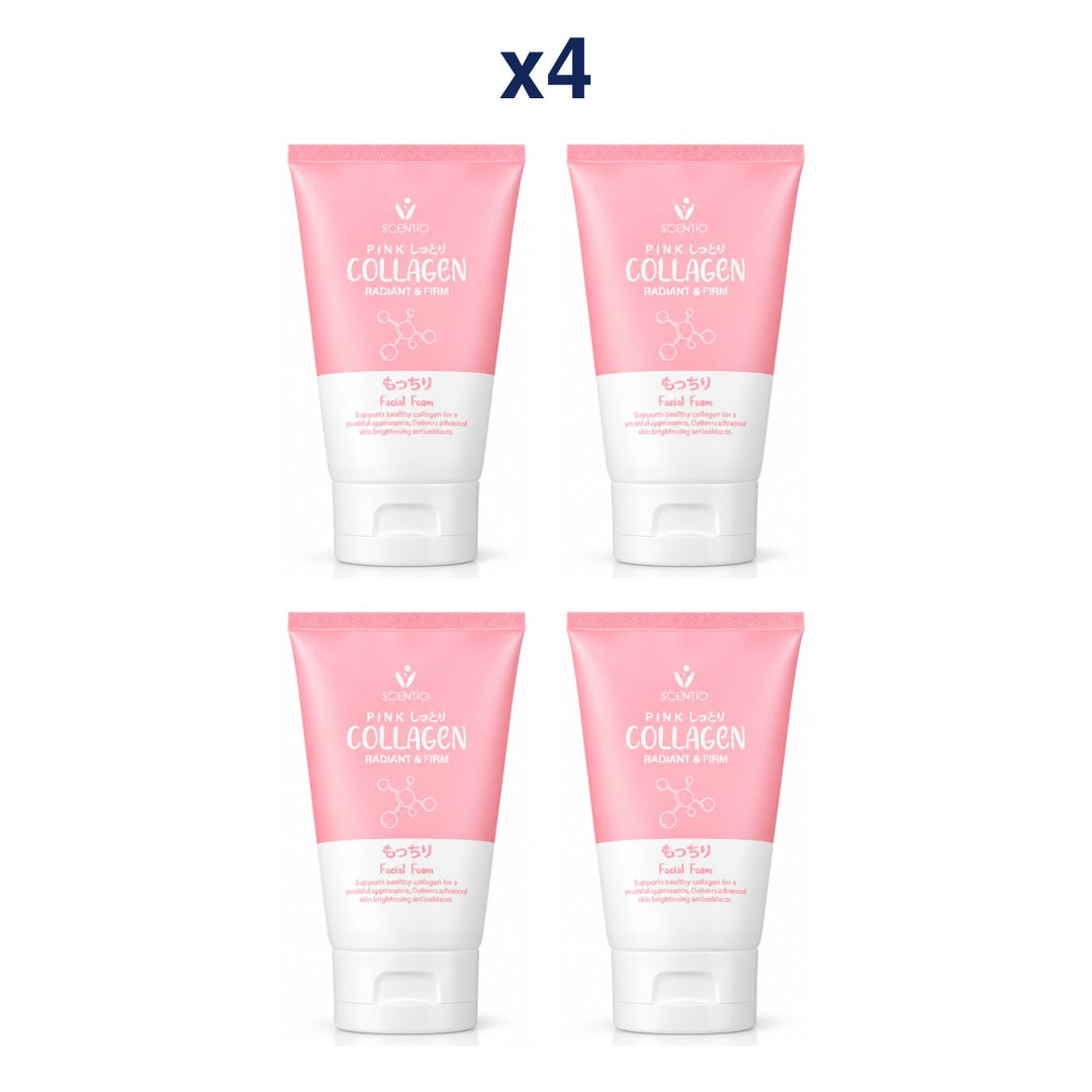 Scentio Pink Collagen Radiant & Firm Facial Foam 100 ml — Pack of 4 — 4 complete retail units