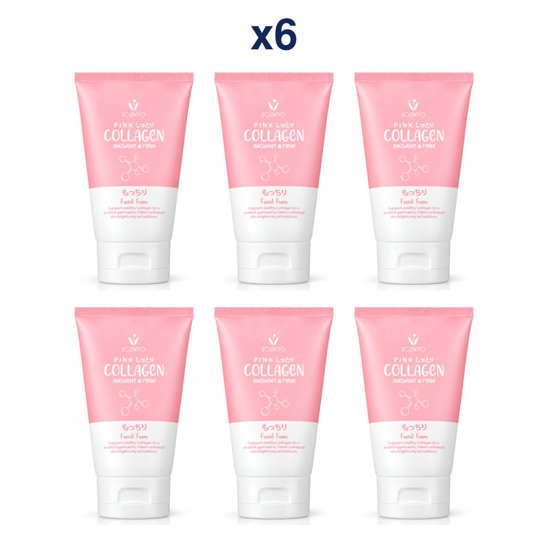 Scentio Pink Collagen Radiant & Firm Facial Foam 100 ml — Pack of 6 — 6 complete retail units