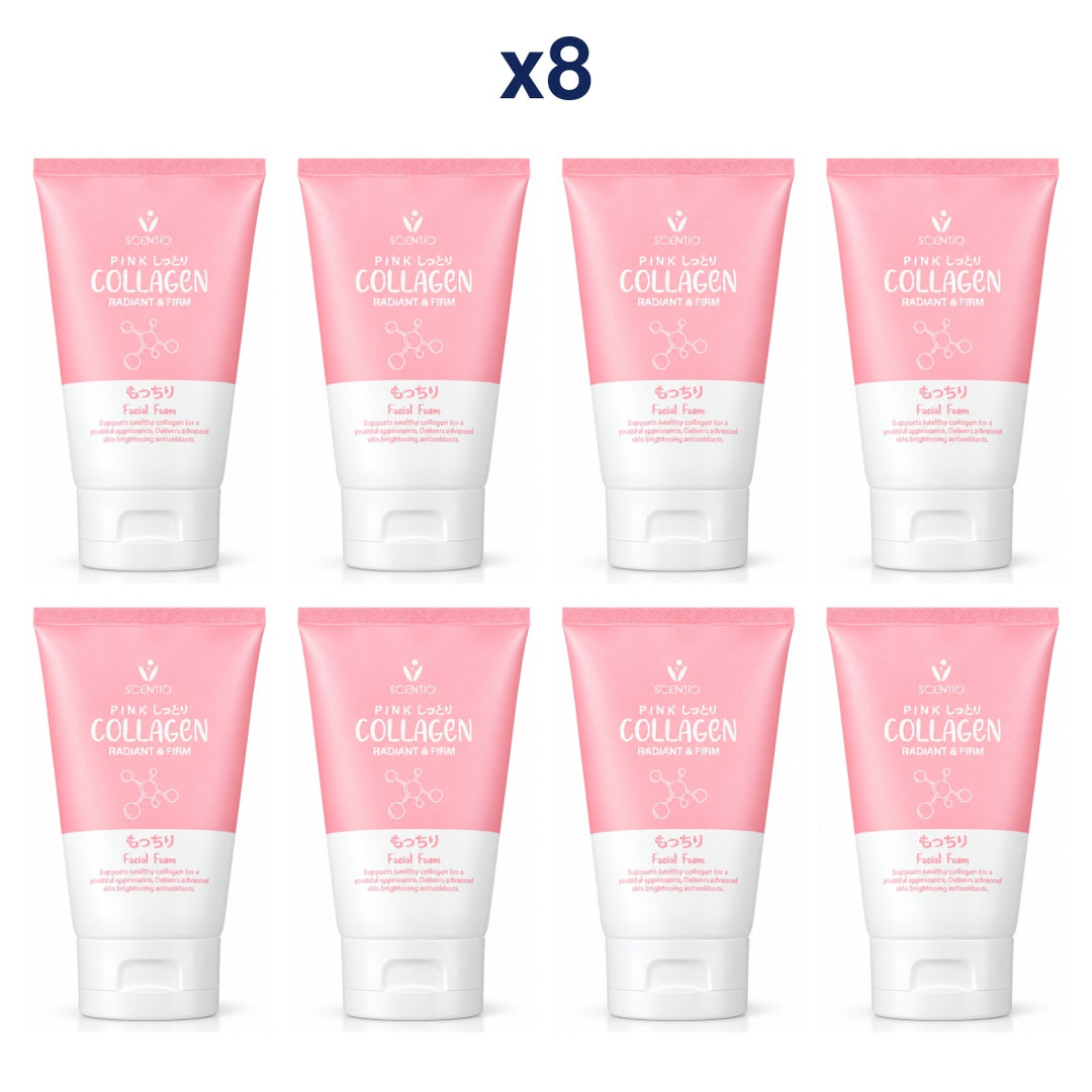 Scentio Pink Collagen Radiant & Firm Facial Foam 100 ml — Pack of 8 — 8 complete retail units