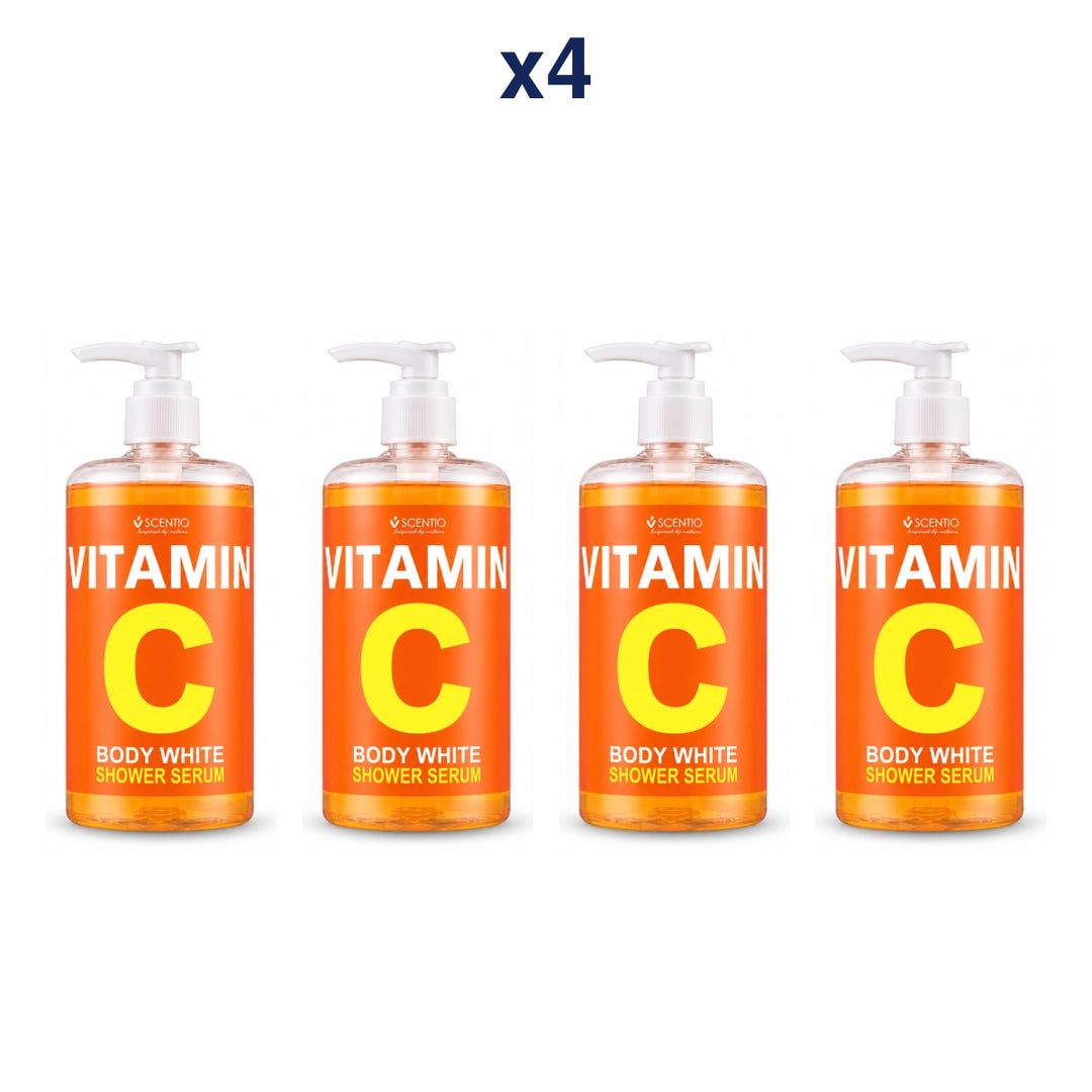 Scentio Vitamin C Body White Shower Serum 450 ml — Pack of 4 — 4 complete retail units