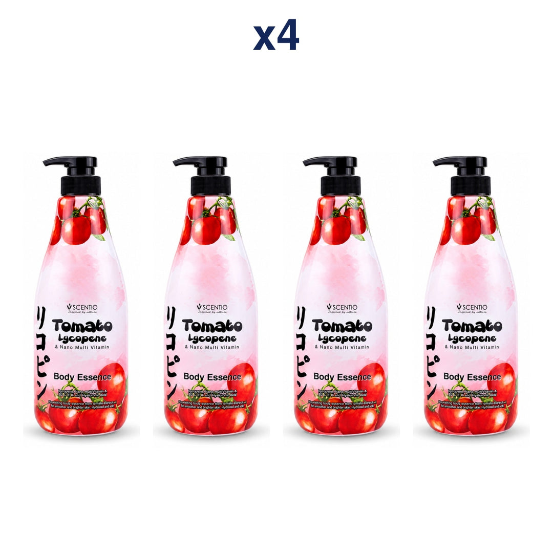 Scentio Tomato Lycopene & Nano Multi Vitamin Body Essence 700 ml — Pack of 4 — 4 complete retail units
