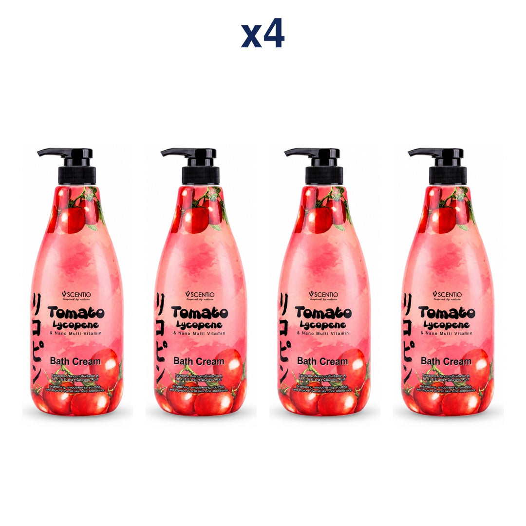 Scentio Tomato Lycopene & Nano Multi Vitamin Bath Cream 700 ml — Pack of 4 — 4 complete retail units