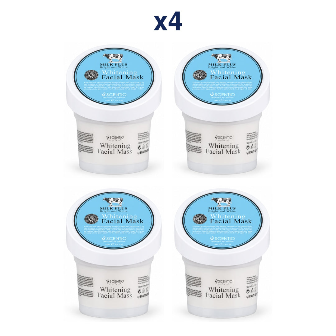 Scentio Milk Plus Whitening Q10 Facial Mask 100 ml — Pack of 4 — 4 complete retail units