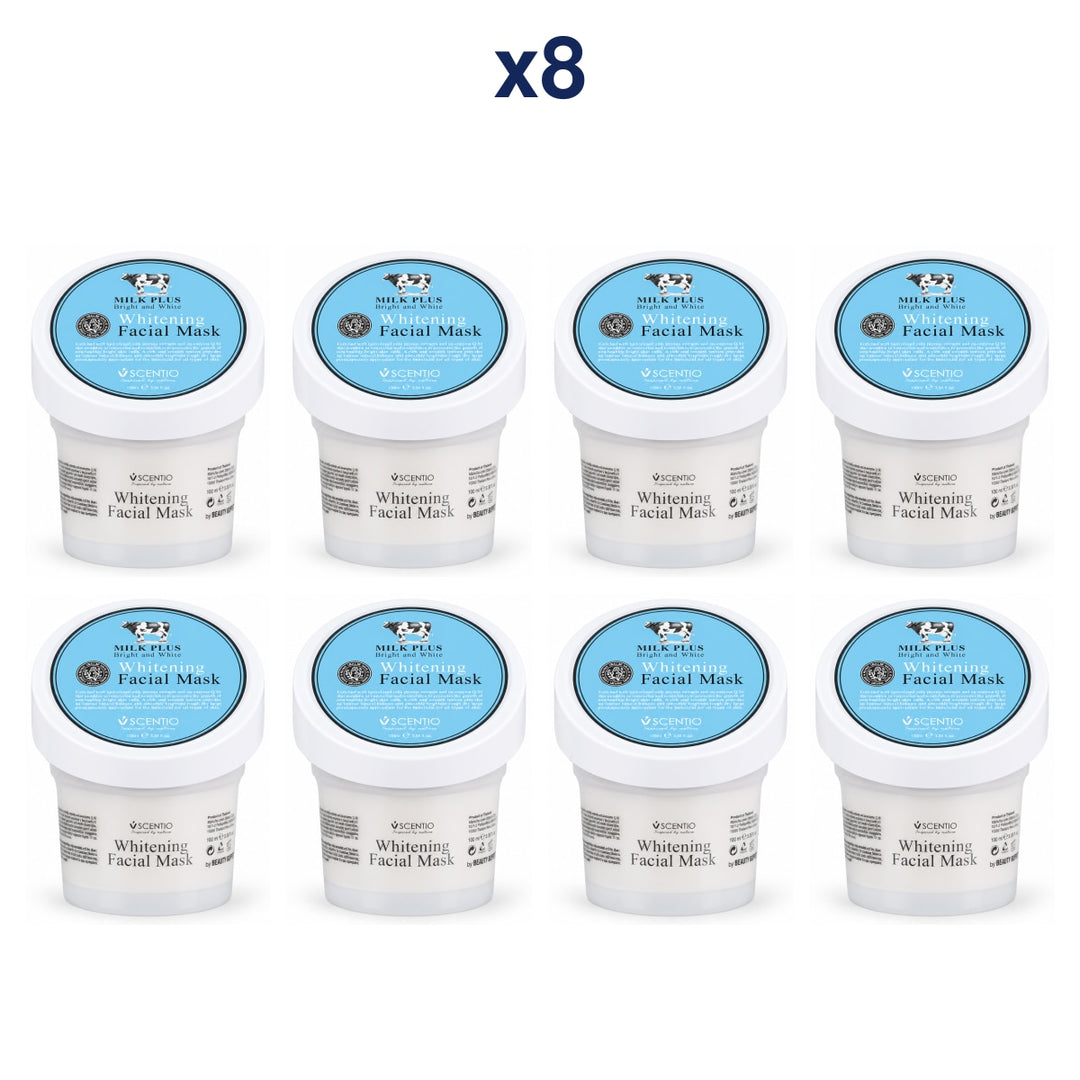Scentio Milk Plus Whitening Q10 Facial Mask 100 ml — Pack of 8 — 8 complete retail units