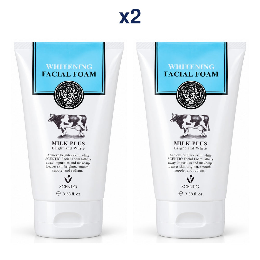 Scentio Milk Plus Whitening Q10 Facial Foam 100 ml — Pack of 2 — 2 complete retail units