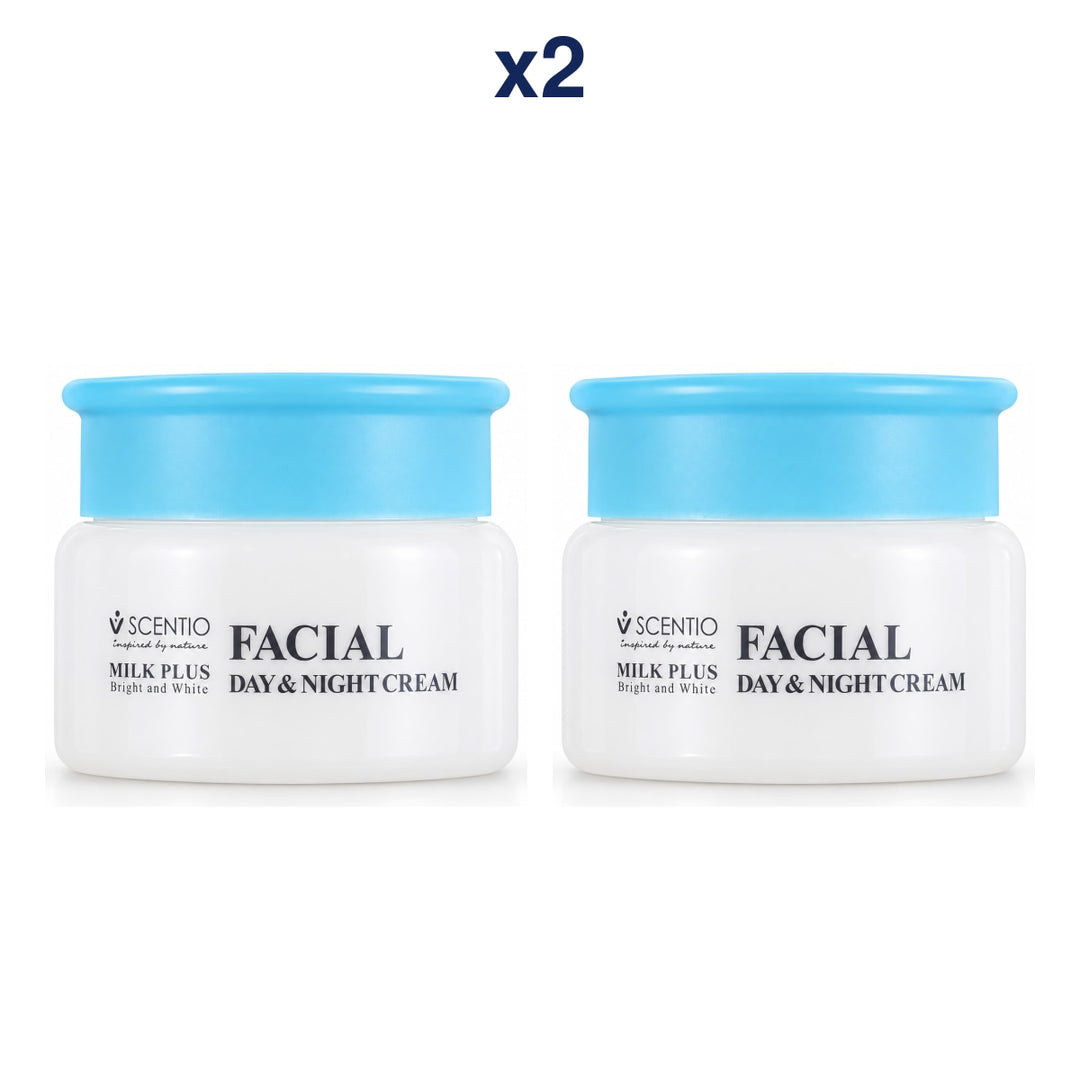 Scentio Milk Plus Bright And White Facial Day & Night Cream 50 ml — Pack of 2 — 2 complete retail units