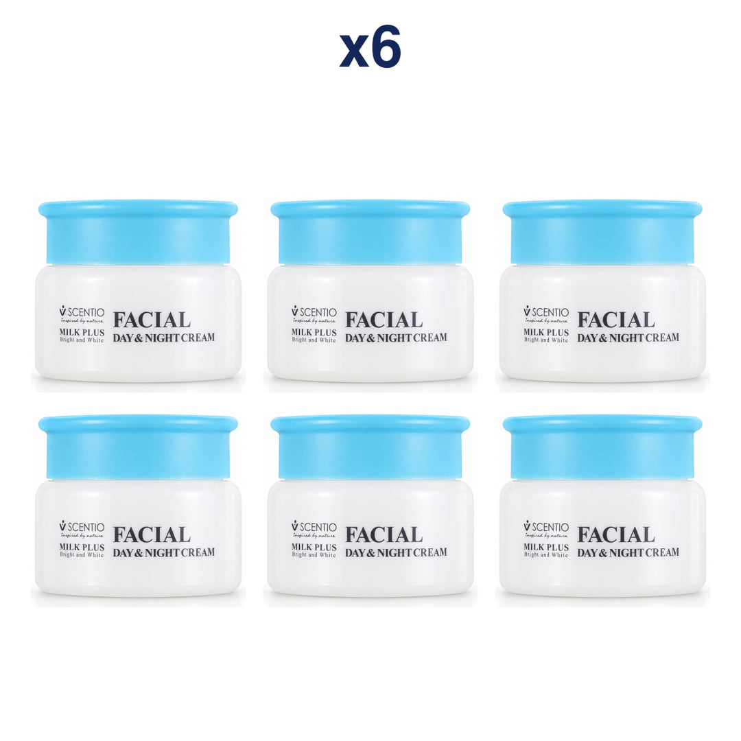 Scentio Milk Plus Bright And White Facial Day & Night Cream 50 ml — Pack of 6 — 6 complete retail units