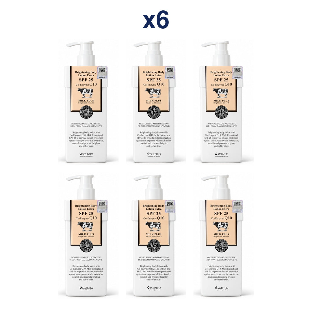 Scentio Milk Plus Brightening Body Lotion Extra SPF 25 250 ml — Pack of 6 — 6 complete retail units