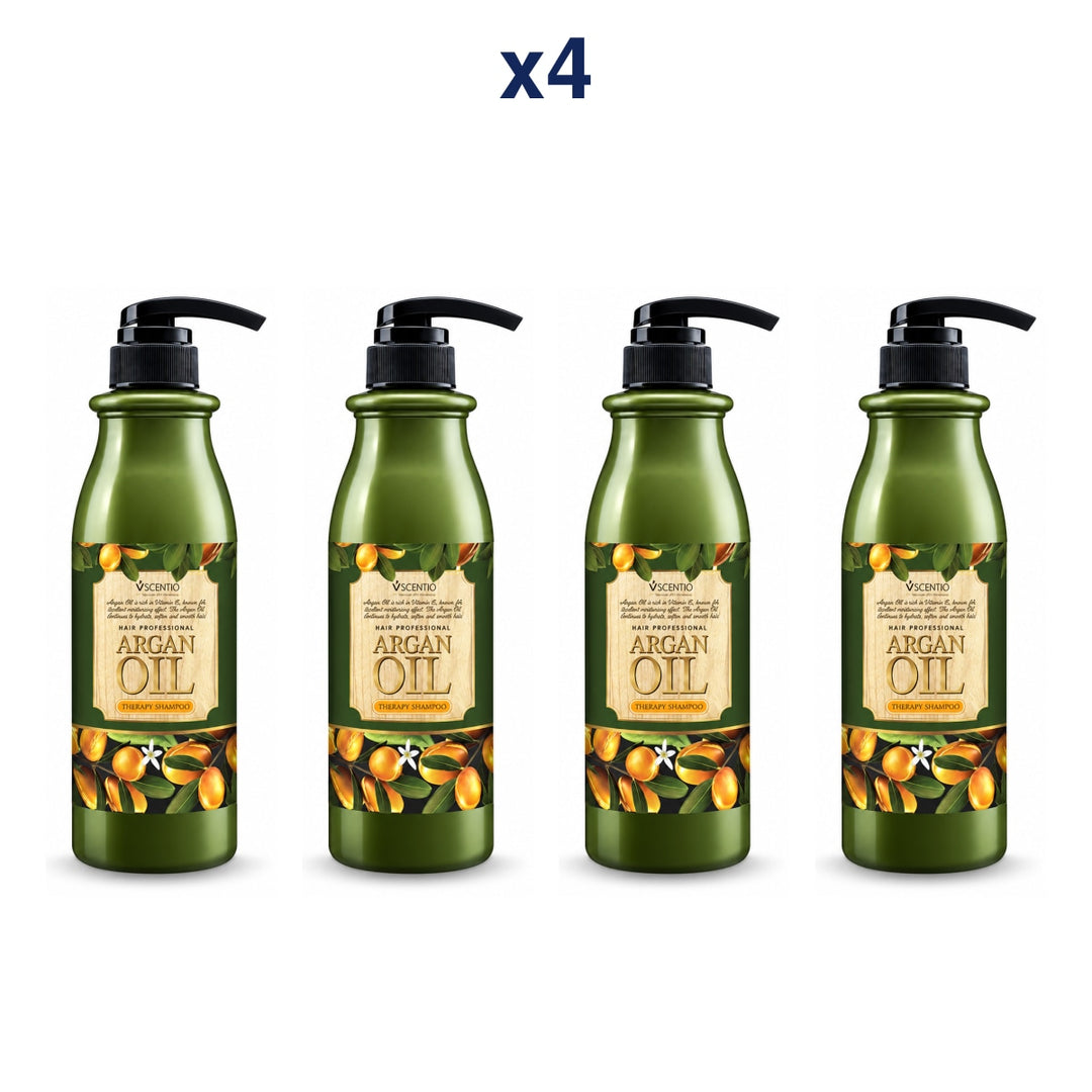 Scentio Hair Professional Argan Oil Therapy Shampoo 500 ml — Pack of 4 — 4 complete retail units