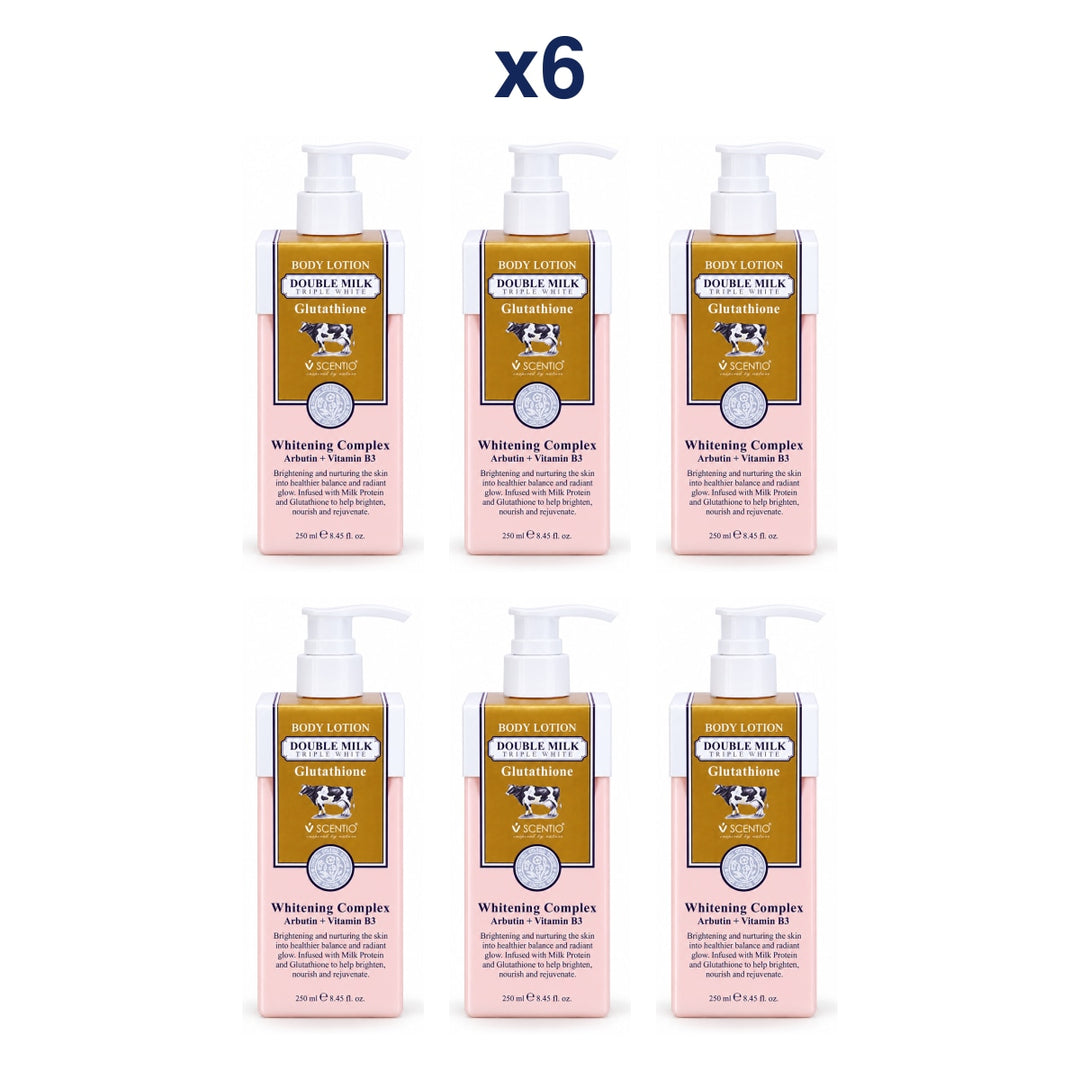 Scentio Double Milk Triple Bright Body Lotion 250 ml — Pack of 6 — 6 complete retail units