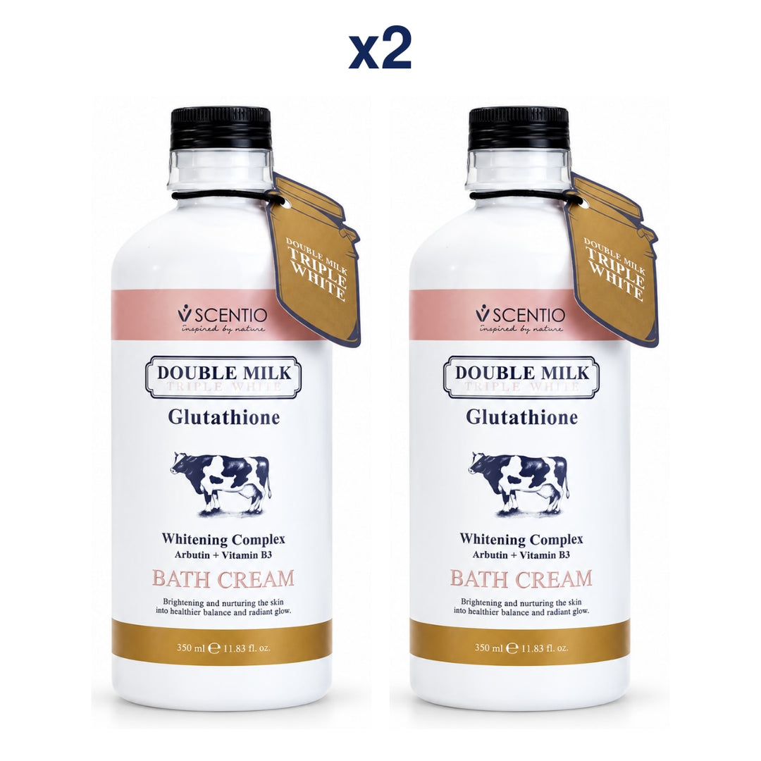 Scentio Double Milk Triple White Bath Cream 350 ml — Pack of 2 — 2 complete retail units