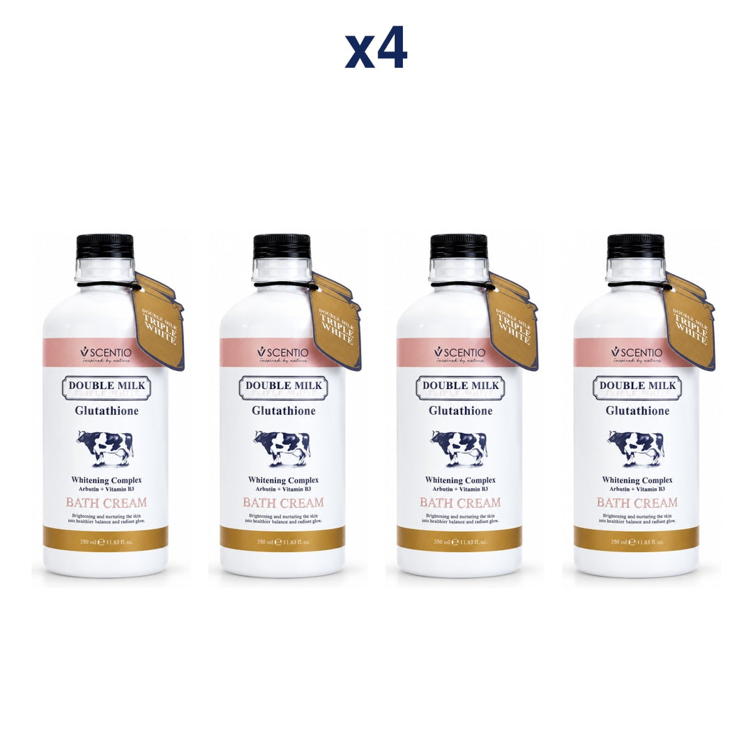 Scentio Double Milk Triple White Bath Cream 350 ml — Pack of 4 — 4 complete retail units