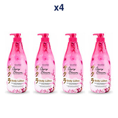 Scentio Cherry Blossom Lightening & Smooth Body Lotion 700 ml — Pack of 4 — 4 complete retail units