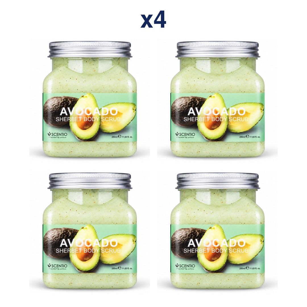 Scentio Avocado Brightening Sherbet Scrub 350 ml — Pack of 4 — 4 complete retail units