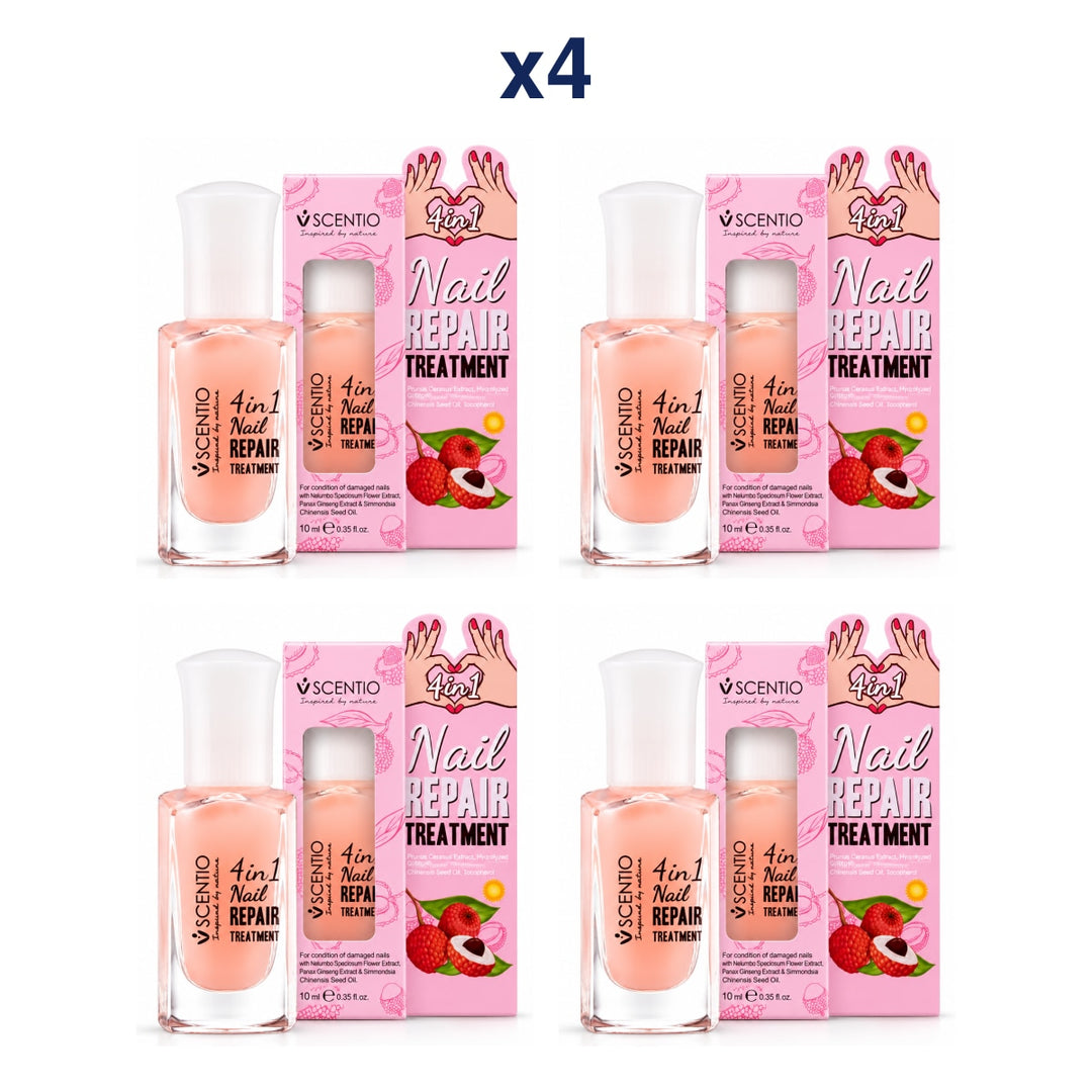 Scentio 4-in-1 Nail Repair Treatment 10 ml — Pack of 4 — 4 complete retail units