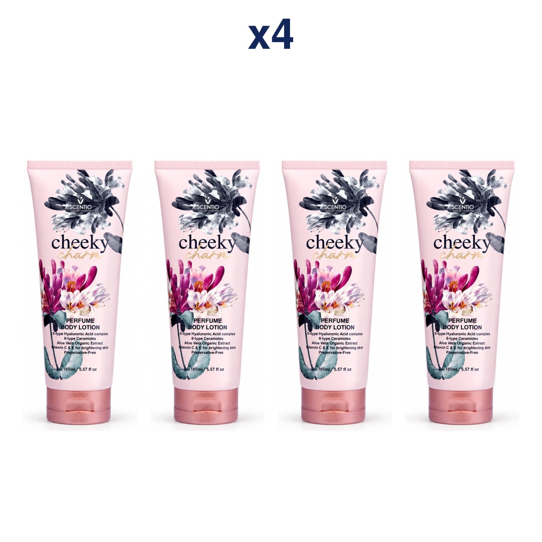 Scentio Cheeky Charm Perfume Body Lotion 165 ml — Pack of 4 — 4 complete retail units