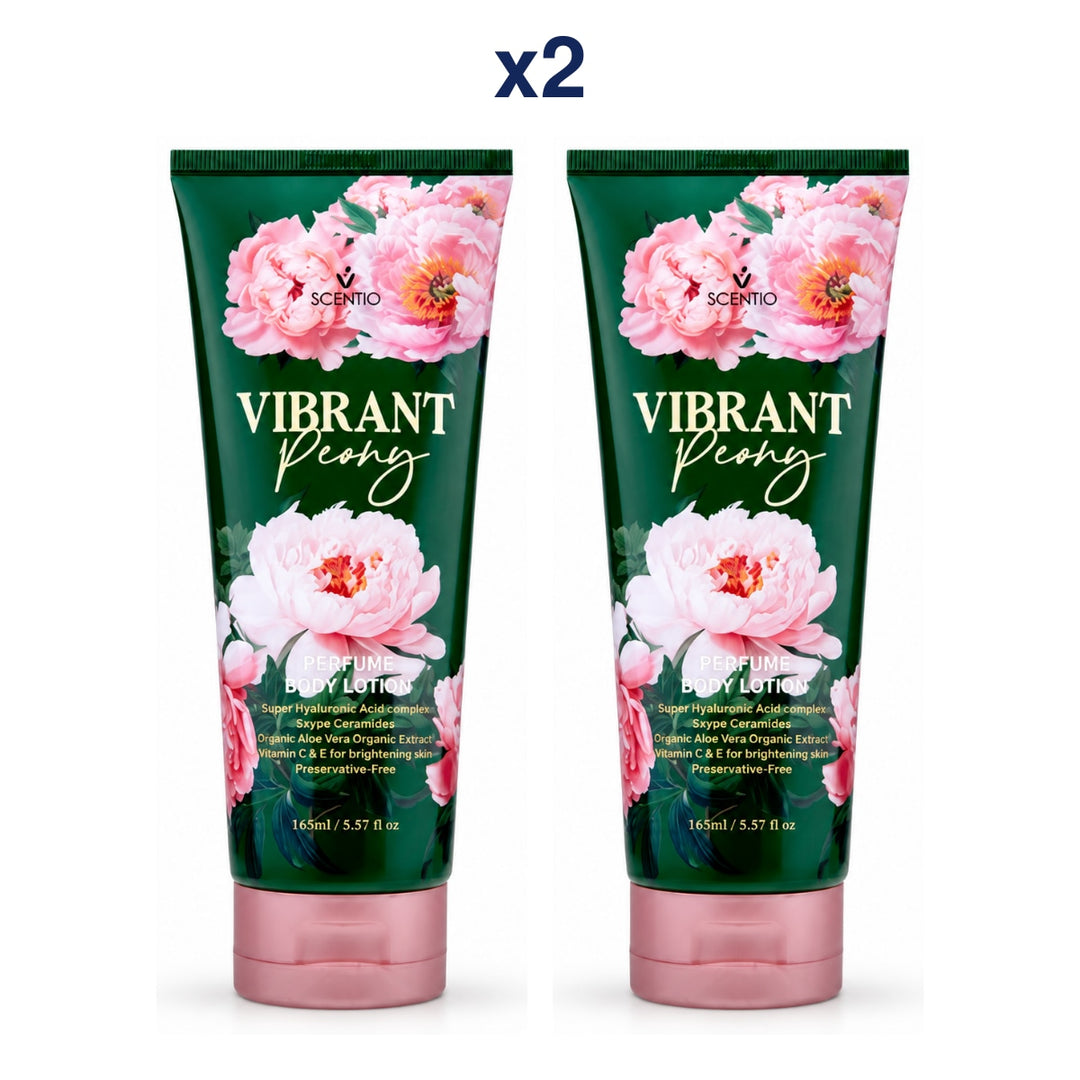 Scentio Vibrant Peony Perfume Body Lotion 165 ml — Pack of 2 — 2 complete retail units