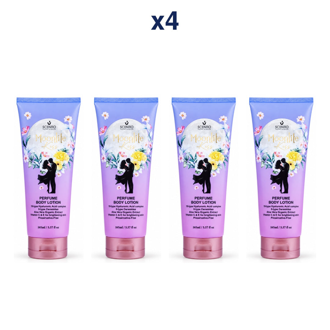 Scentio Moon Lite Kiss Perfume Body Lotion 165 ml — Pack of 4 — 4 complete retail units
