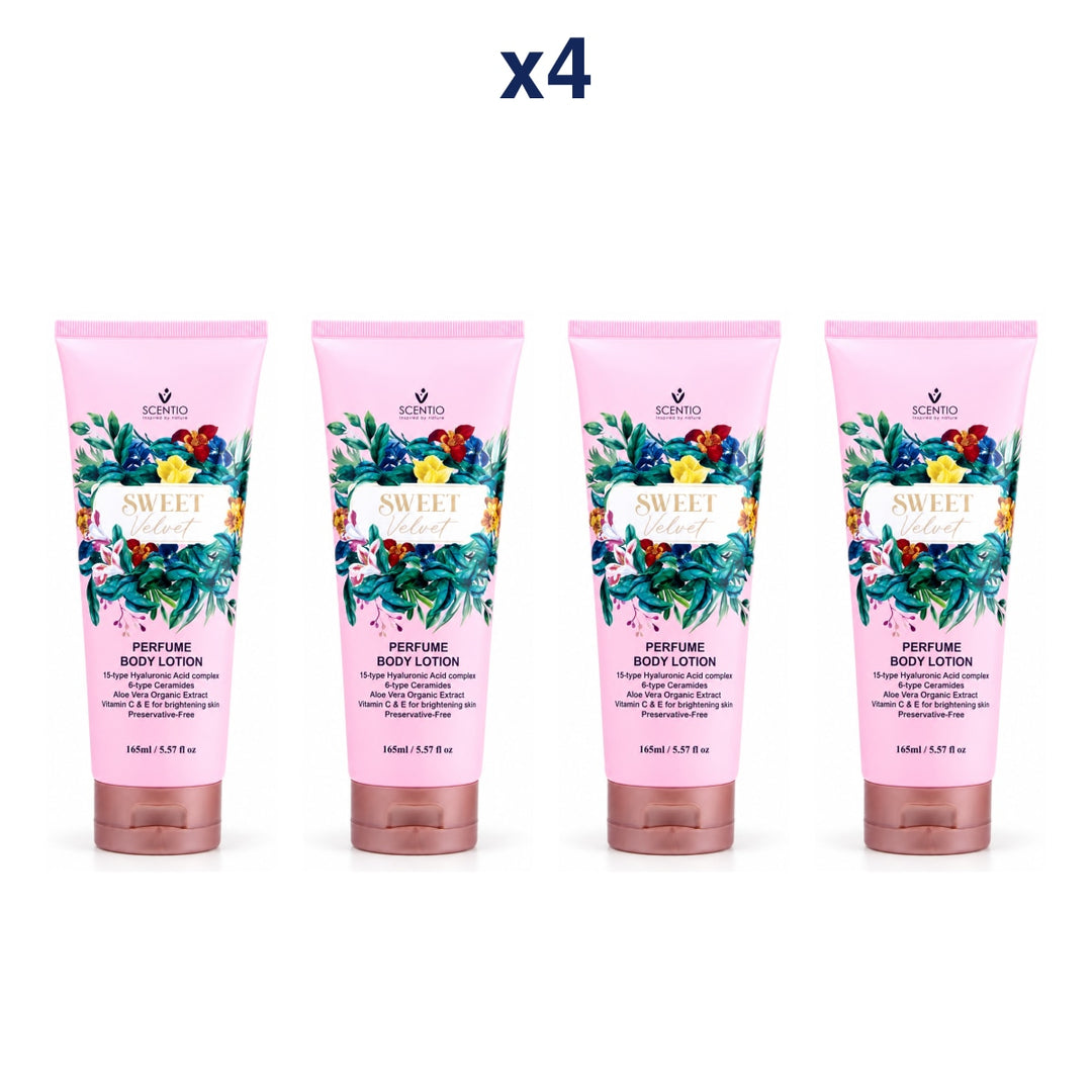 Scentio Sweet Velvet Perfume Body Lotion 165 ml — Pack of 4 — 4 complete retail units