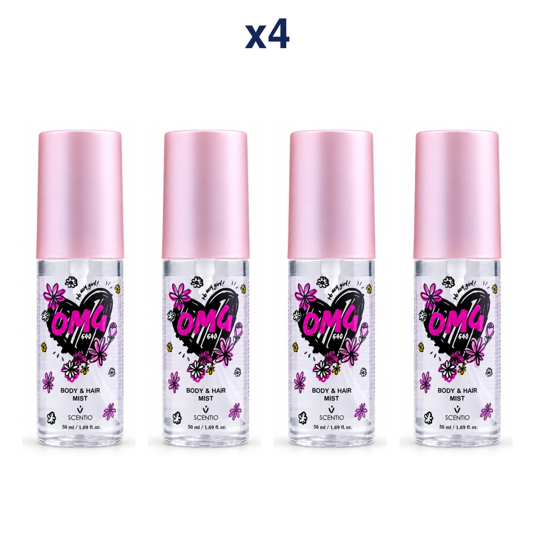 Scentio OMG 540 Body & Hair Mist 50 ml — Pack of 4 — 4 complete retail units