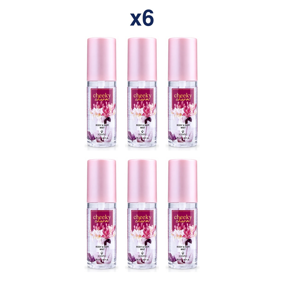 Scentio Cheeky Charm Body & Hair Mist 50 ml — Pack of 6 — 6 complete retail units