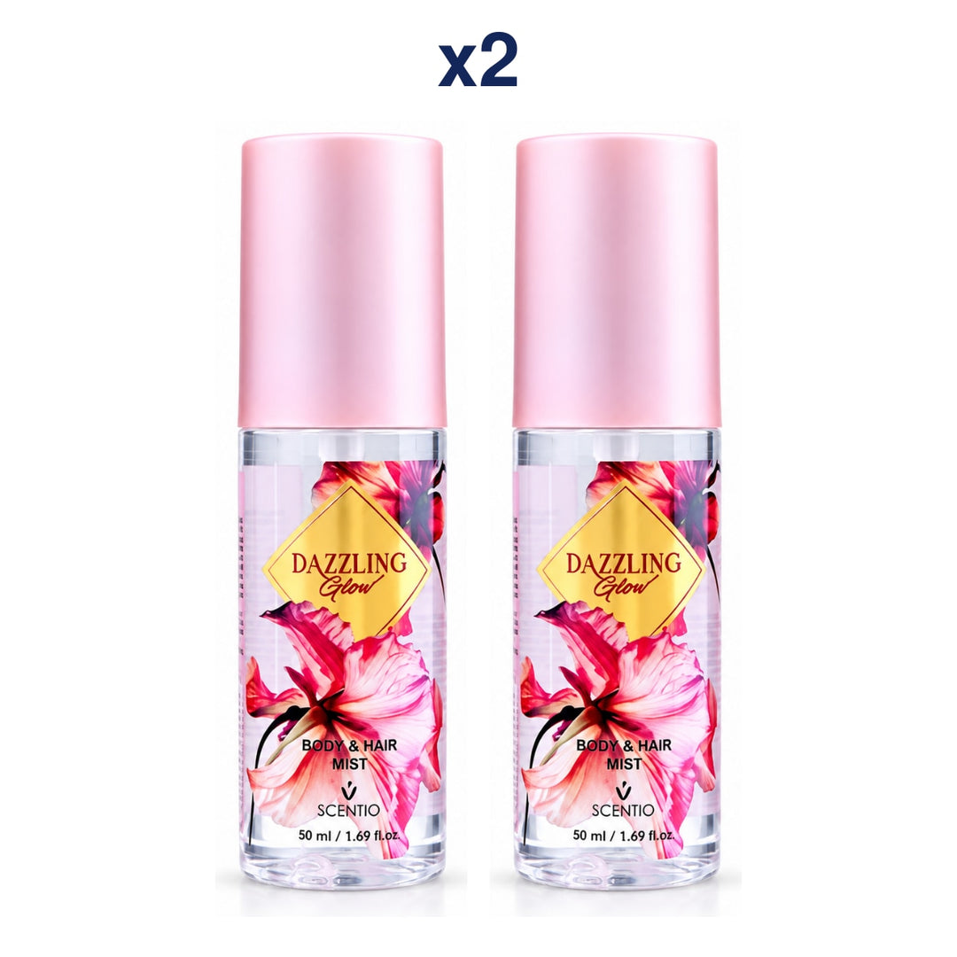 Scentio Dazzling Glow Body & Hair Mist 50 ml — Pack of 2 — 2 complete retail units