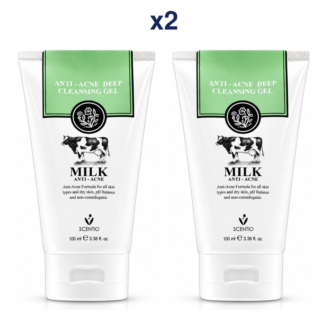 Scentio Milk Anti-Acne Deep Cleansing Gel 100 ml — Pack of 2 — 2 complete retail units