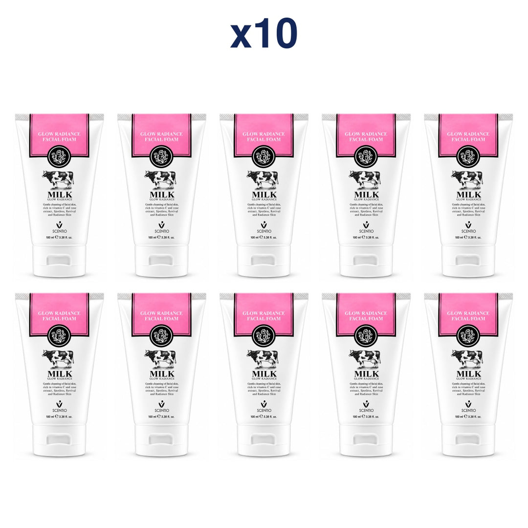 Scentio Milk Glow Radiance Facial Foam 100 ml — Pack of 10 — 10 complete retail units