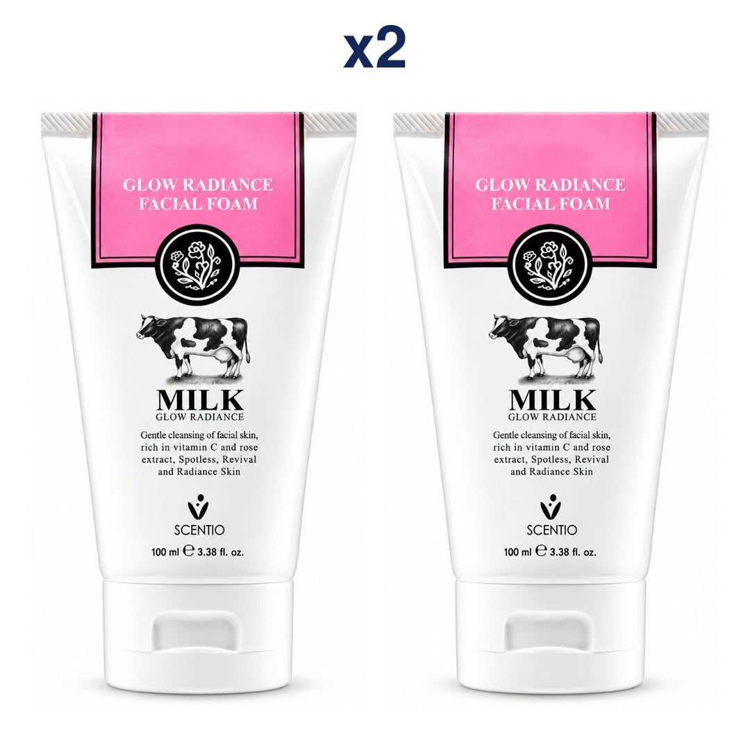 Scentio Milk Glow Radiance Facial Foam 100 ml — Pack of 2 — 2 complete retail units