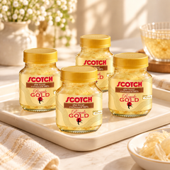 Scotch Royale Gold Less Sweet jars on tray