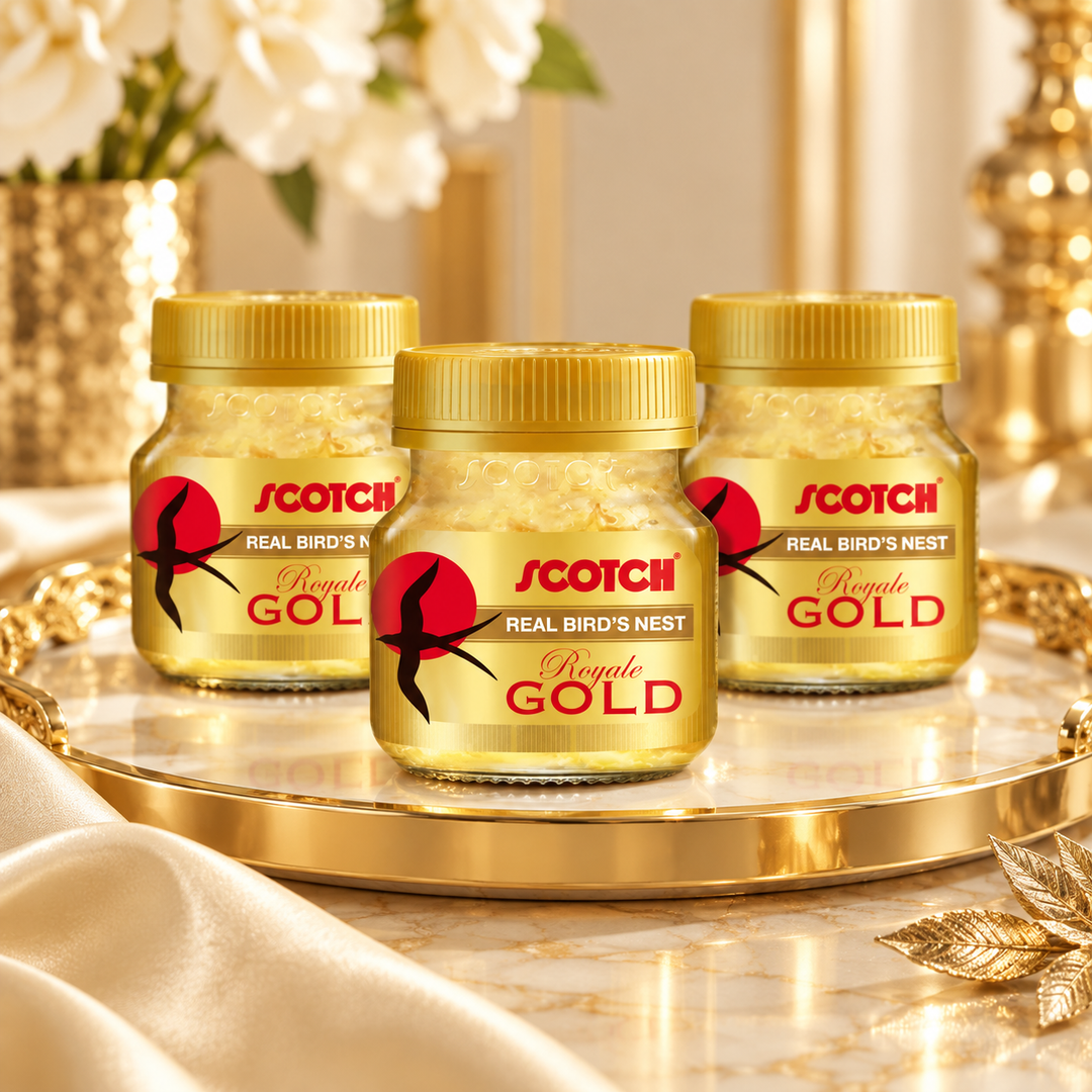 Scotch Royale Gold jars on elegant tray