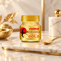 Scotch Royale Gold jar on marble setting