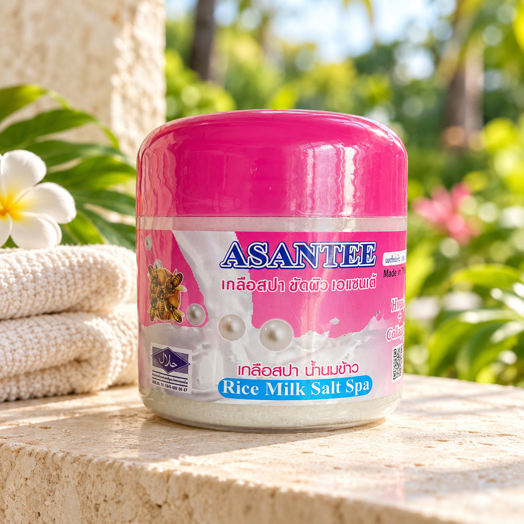 ASANTEE Rice Milk Salt Spa Scrub 700 ml — single-unit lifestyle view