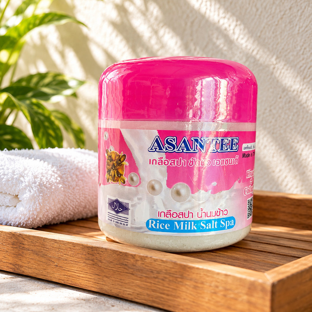 ASANTEE Rice Milk Salt Spa Scrub 700 ml — single-unit lifestyle view
