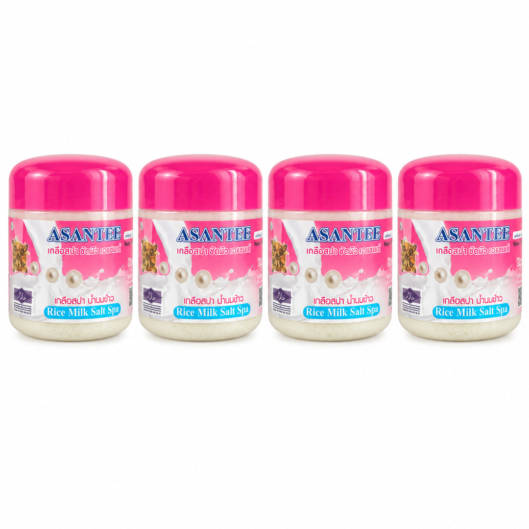 ASANTEE Rice Milk Salt Spa Scrub — 4 retail jars of 700 ml