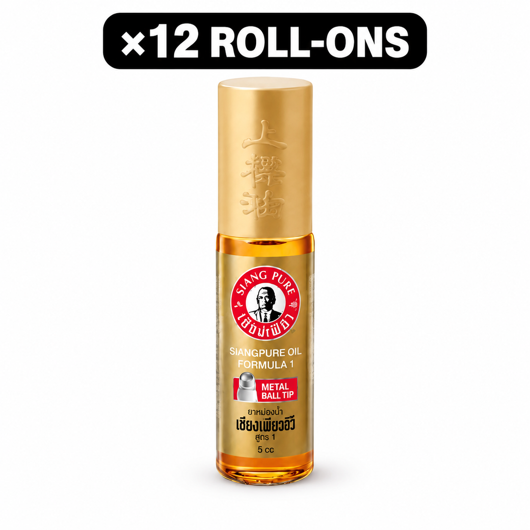 Single Siang Pure Oil Formula I Metal Ball Tip 5cc with ×12 ROLL-ONS quantity badge at top centre