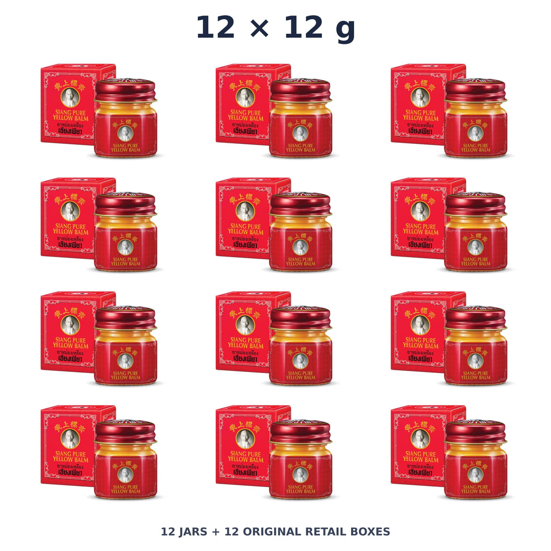 Siang Pure Yellow Balm 12 g — 12 Jars with Retail Boxes. Exact quantity sold.