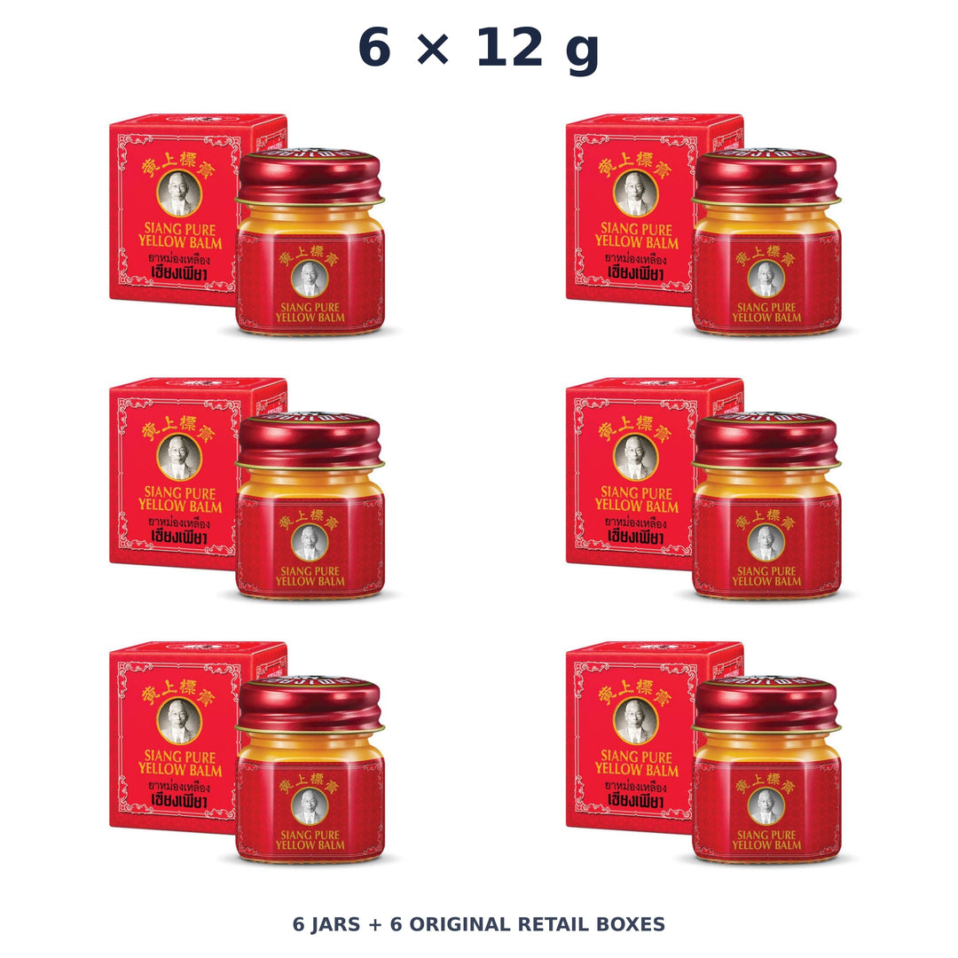 Siang Pure Yellow Balm 12 g — 6 Jars with Retail Boxes. Exact quantity sold.