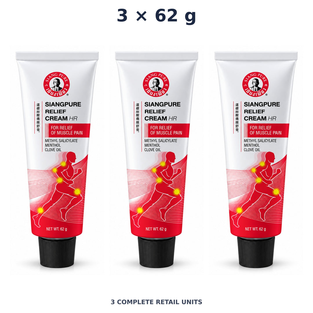 Siang Pure Relief Cream 62 g — 3 Tubes. Exact quantity sold.