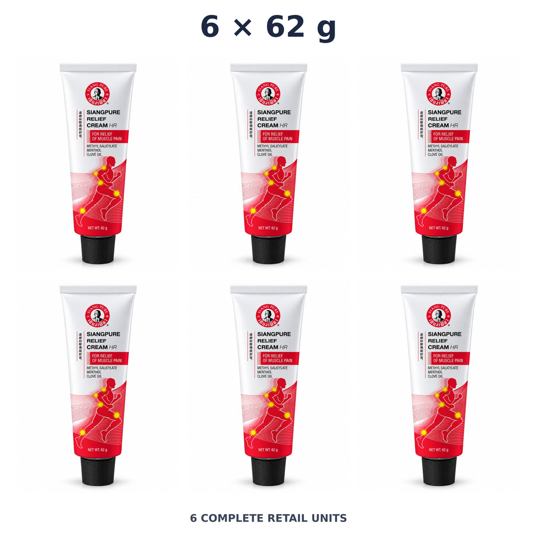 Siang Pure Relief Cream 62 g — 6 Tubes. Exact quantity sold.