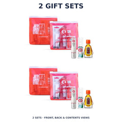 Siang Pure Refresh Breathe Gift Pouch — 3 Products — 2 Gift Sets. Manufacturer front, back and contents views of each complete set.