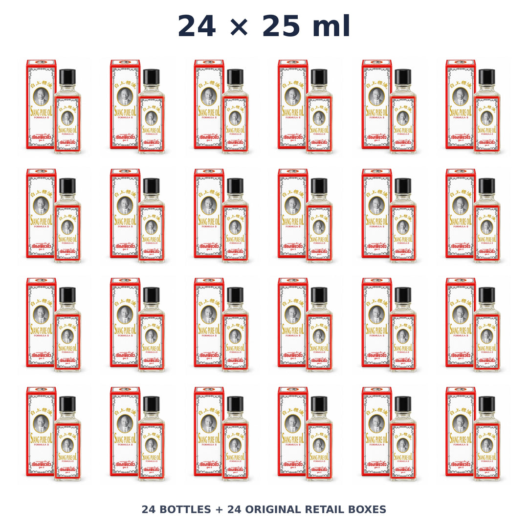 Siang Pure Oil Formula II 25 ml — 24 Bottles with Retail Boxes. Exact quantity sold.