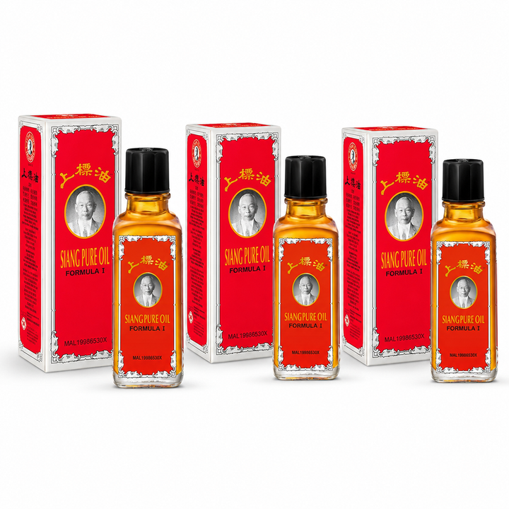 Original Siang Pure Oil Formula 1 pack of 3 × 25 cc bottles with retail boxes