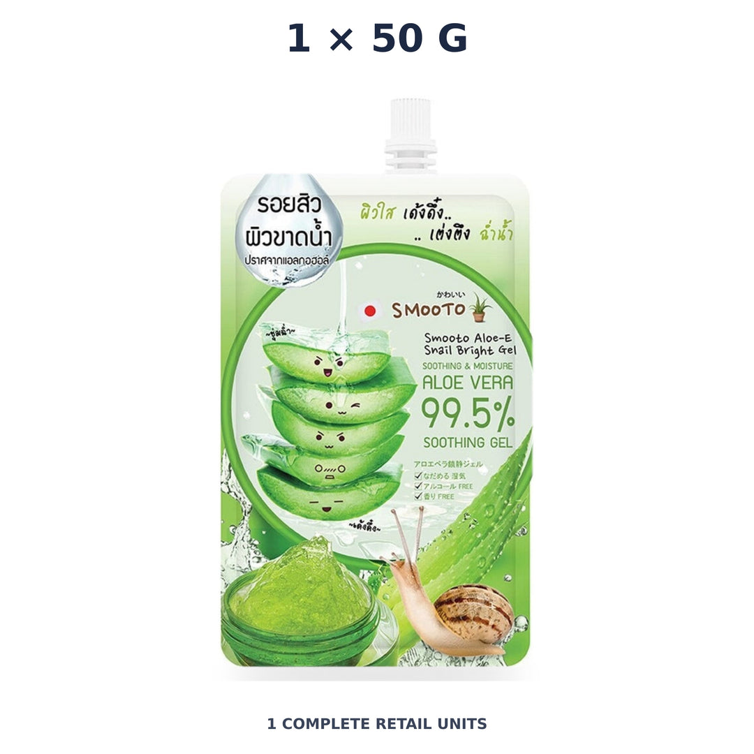 Smooto Aloe-E Snail Bright Gel 50 g – Face & Body Hydrating Gel — 1 Unit
