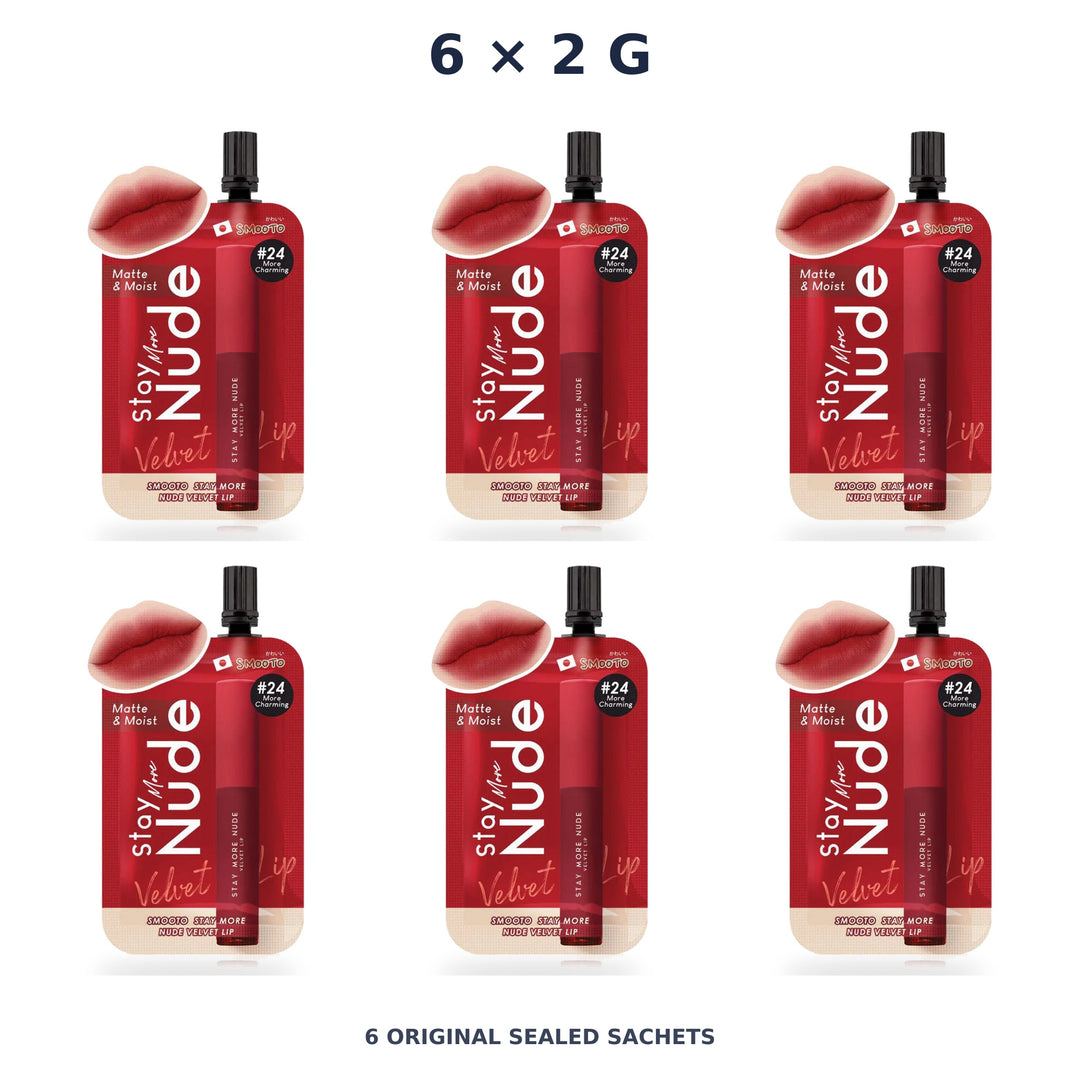 Smooto Stay More Nude Velvet Lip #24 More Charming 2 g – Soft Matte Lip & Cheek Color — 6 Sachets