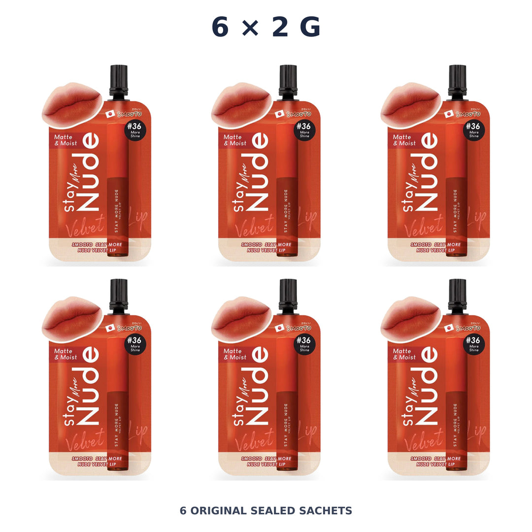 Smooto Stay More Nude Velvet Lip #36 More Shine 2 g – Brick Orange Soft Matte Color — 6 Sachets